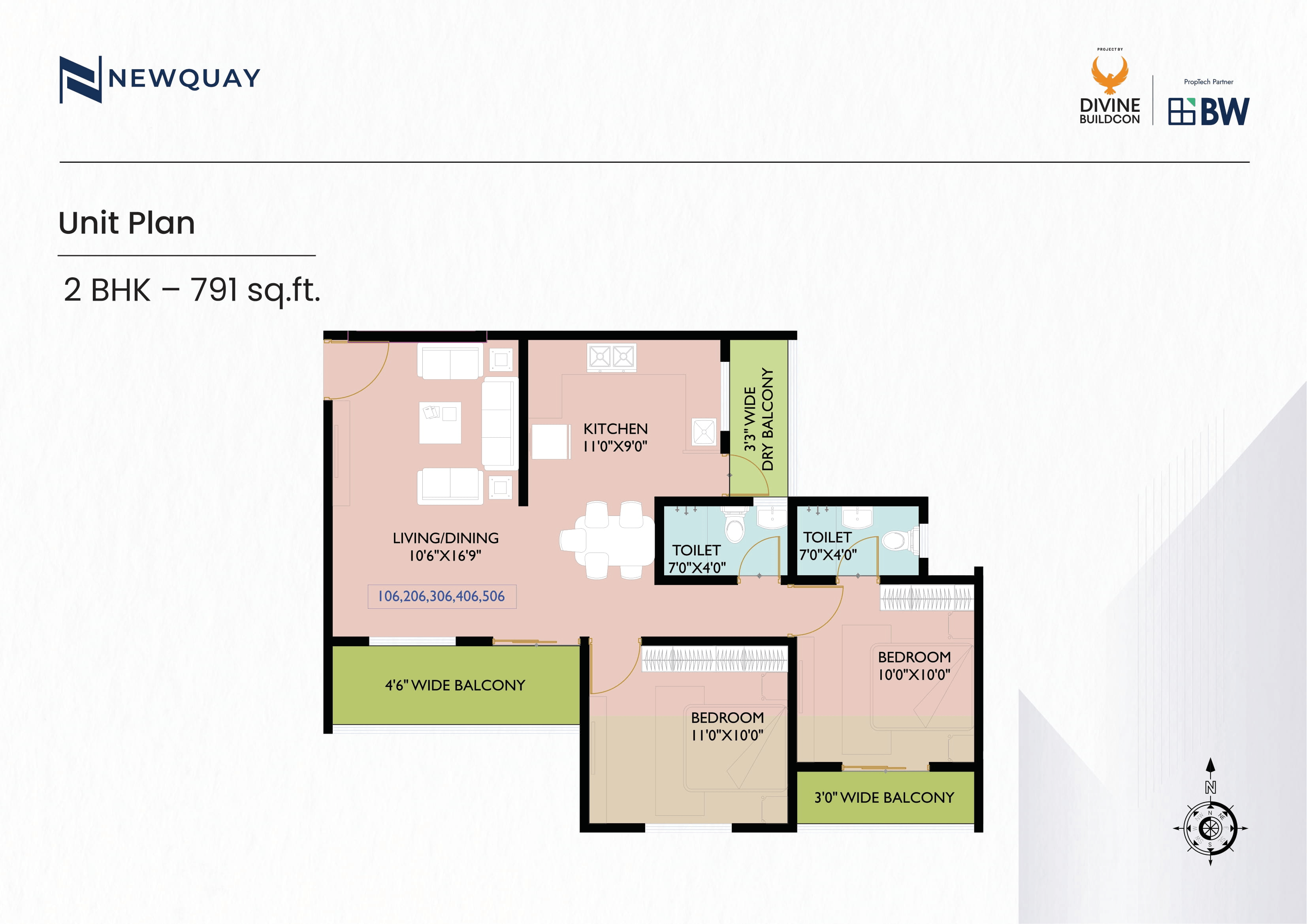 Divine Newquay Unit plan - 791 sq.ft.