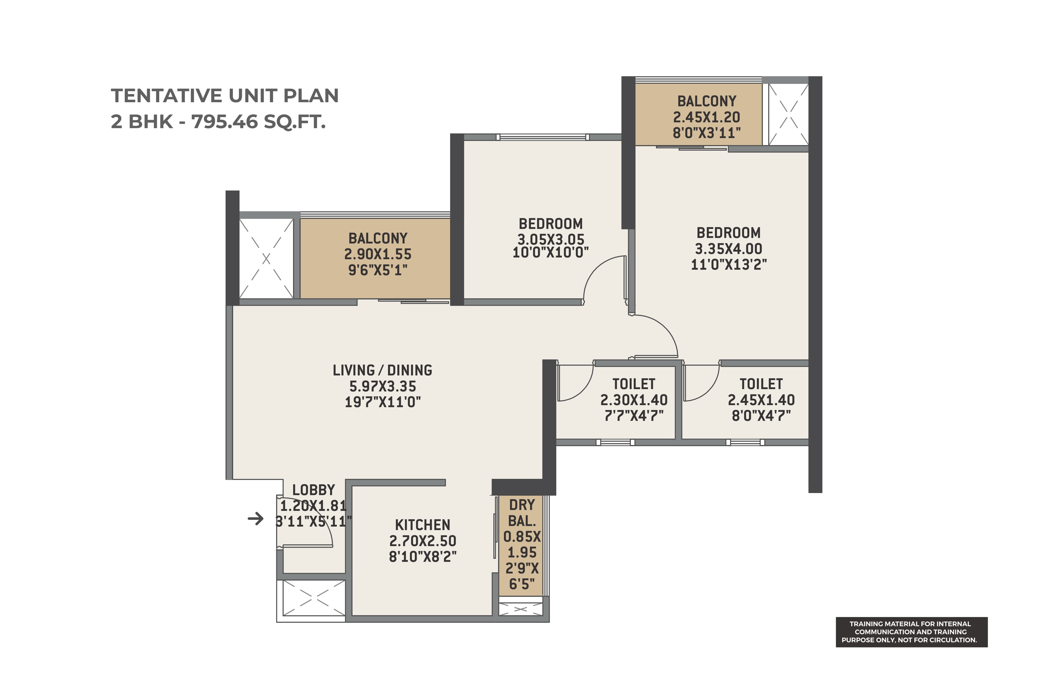 VTP Vibrance Unit plan - 795 sq.ft.