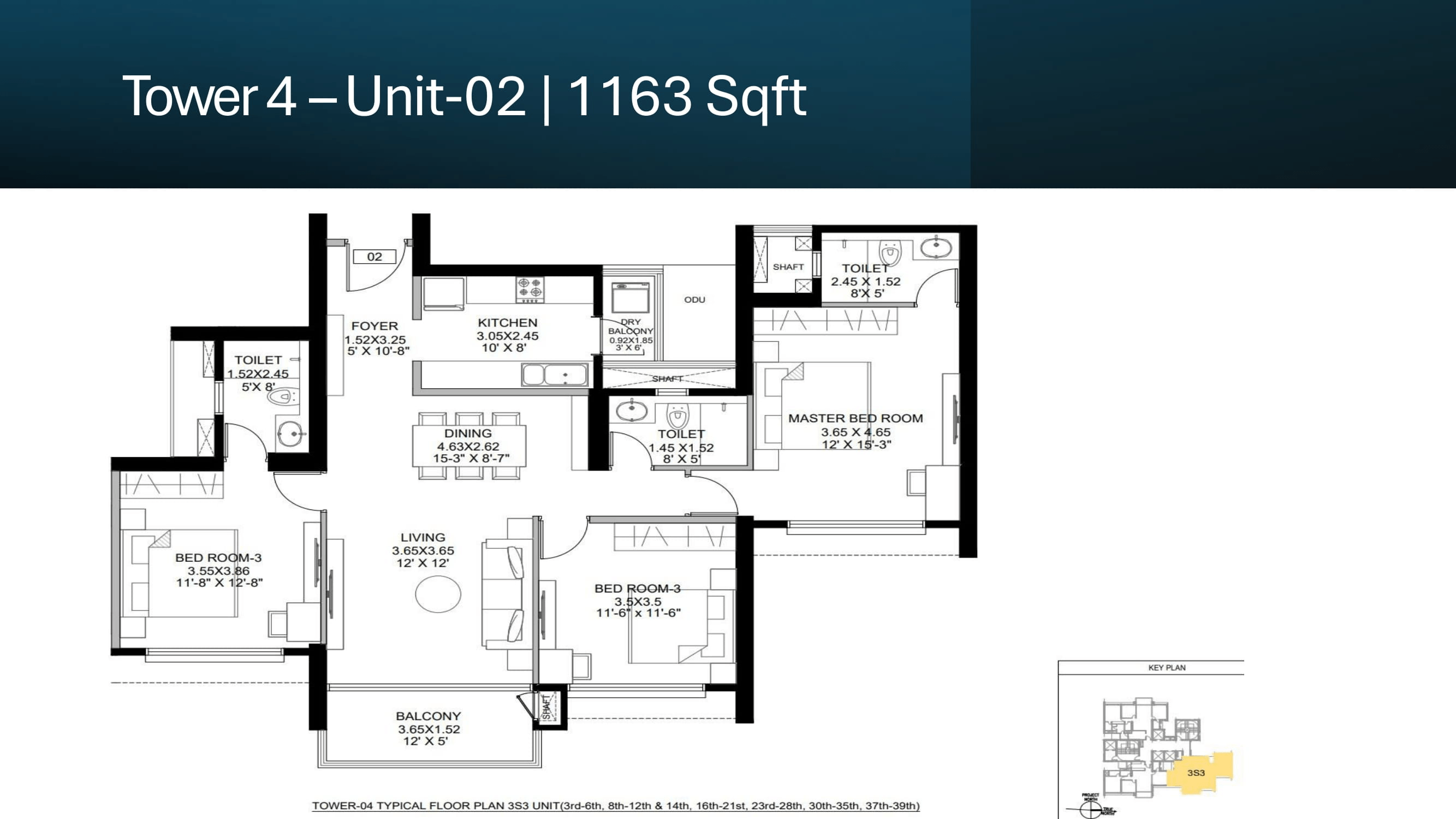 DLF West Park Unit plan - 1163 sq.ft.