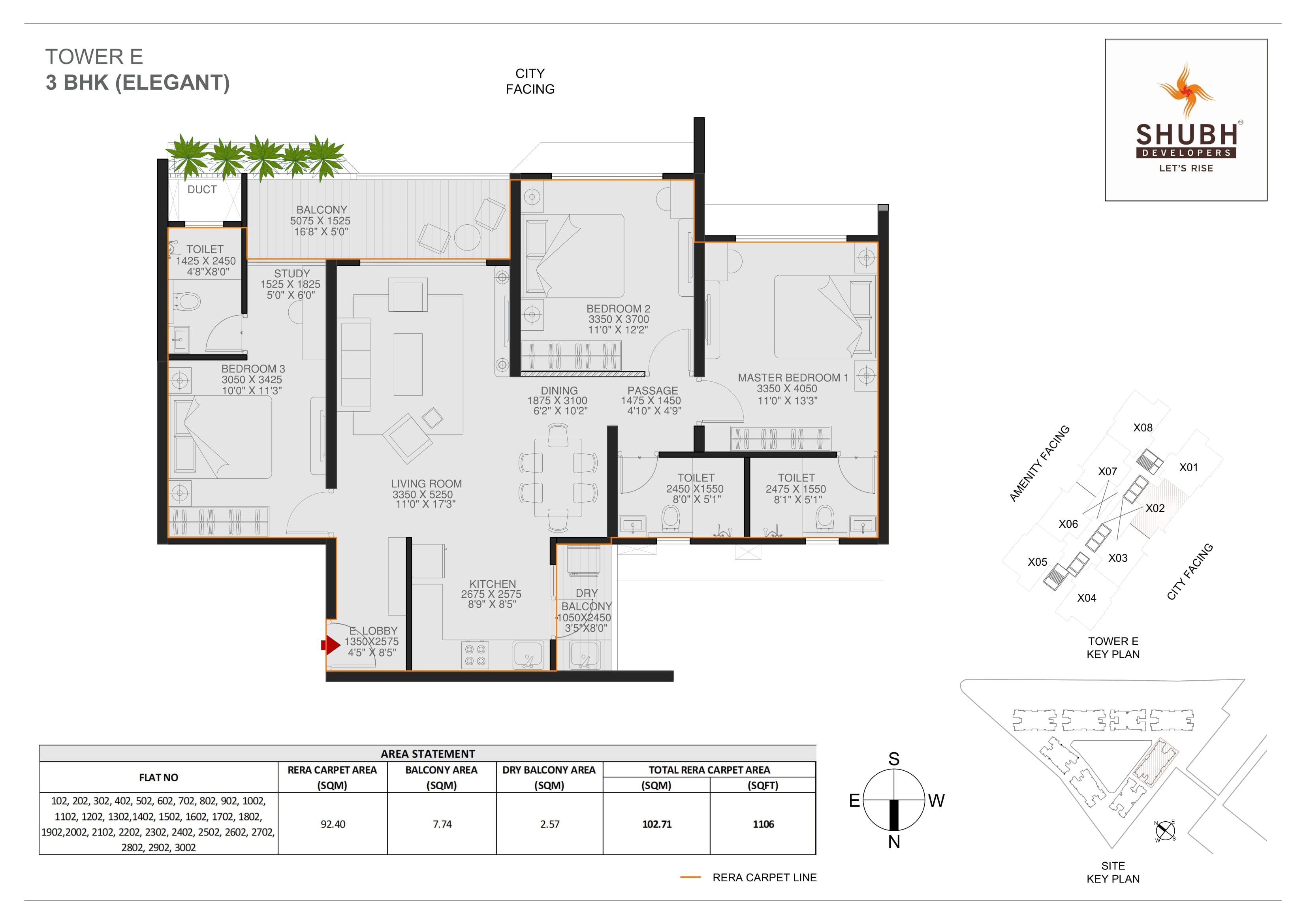 Shubh Veda Unit plan - 1106 sq.ft.