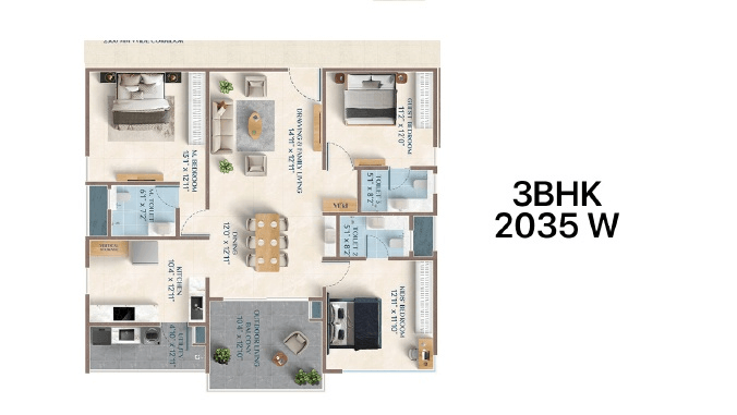 Unit plan - 2035 sq.ft.