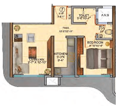 Unit plan - 369 sq.ft.