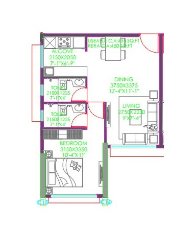 Unit plan - 450 sq.ft.