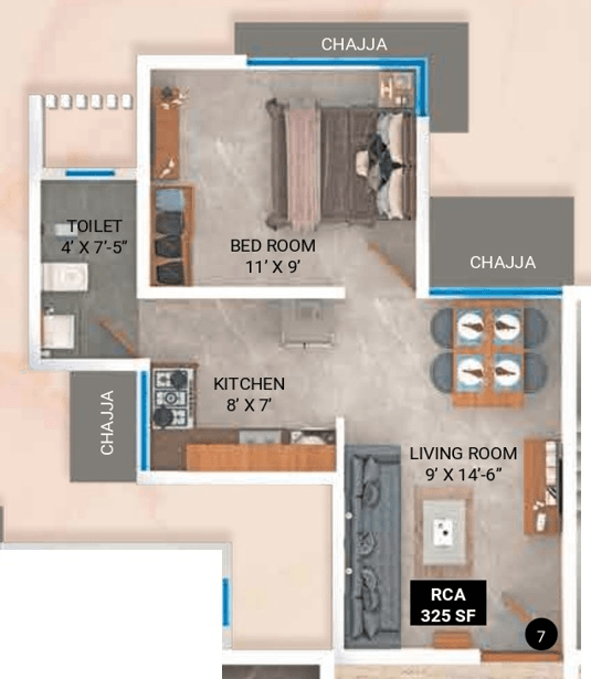 Unit plan - 325 sq.ft.