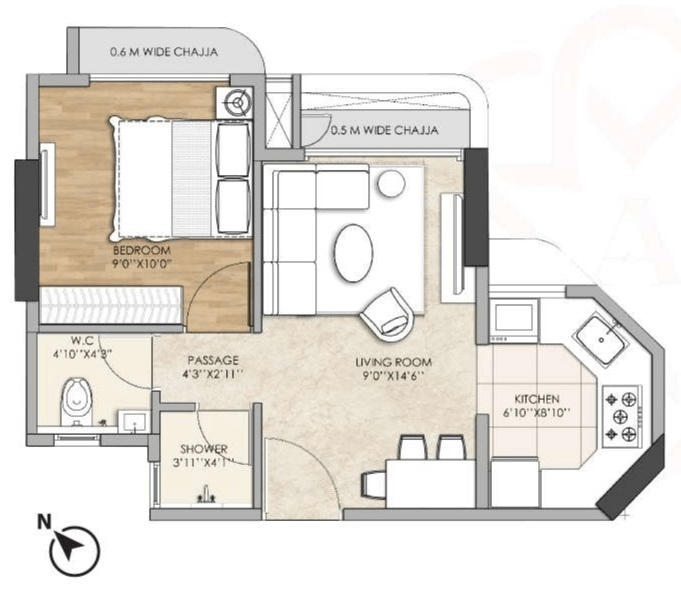 Unit plan - 339 sq.ft.