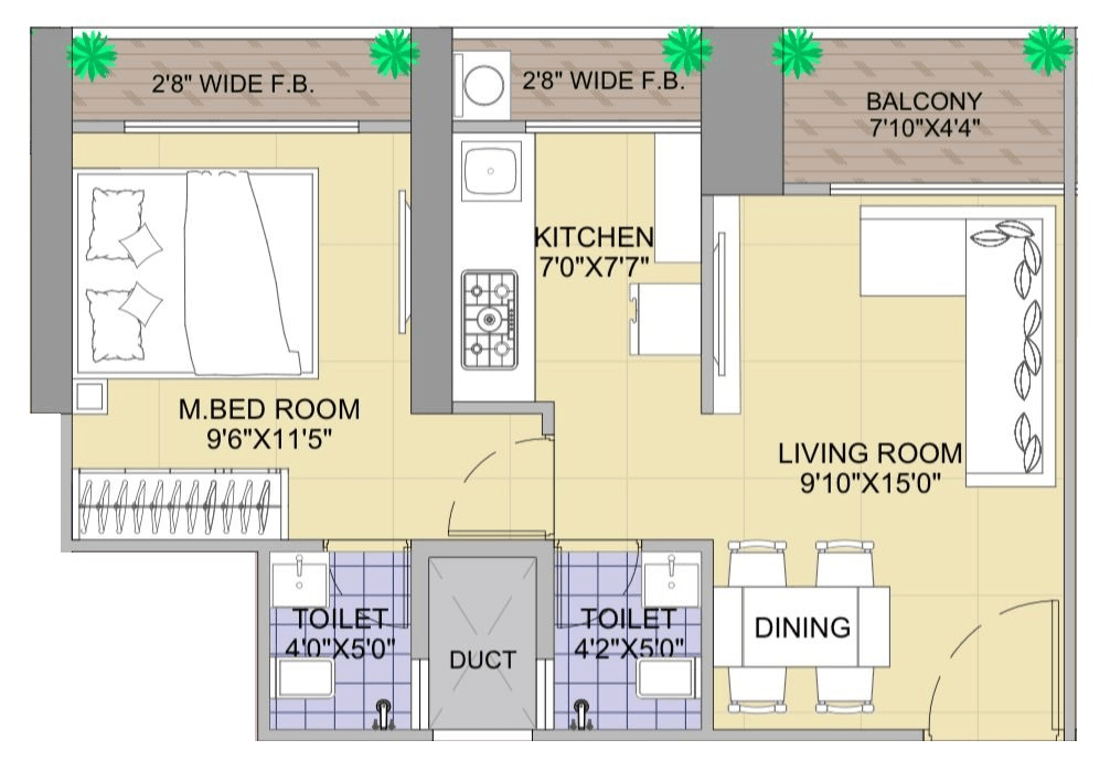 Unit plan - 480 sq.ft.