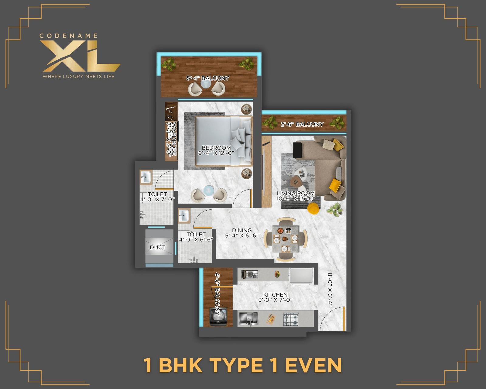 Shantiratna The Cennet Unit plan - 555 sq.ft.