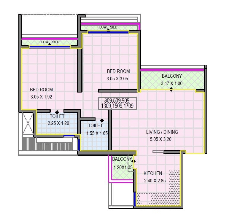 Somani Towers Unit plan - 657 sq.ft.