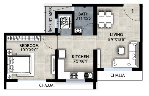 Shiv Sarovar Heritage Unit plan - 415 sq.ft.