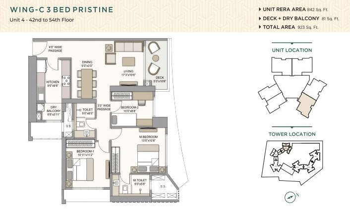 The Prestige City Bellanza Unit plan - 842 sq.ft.