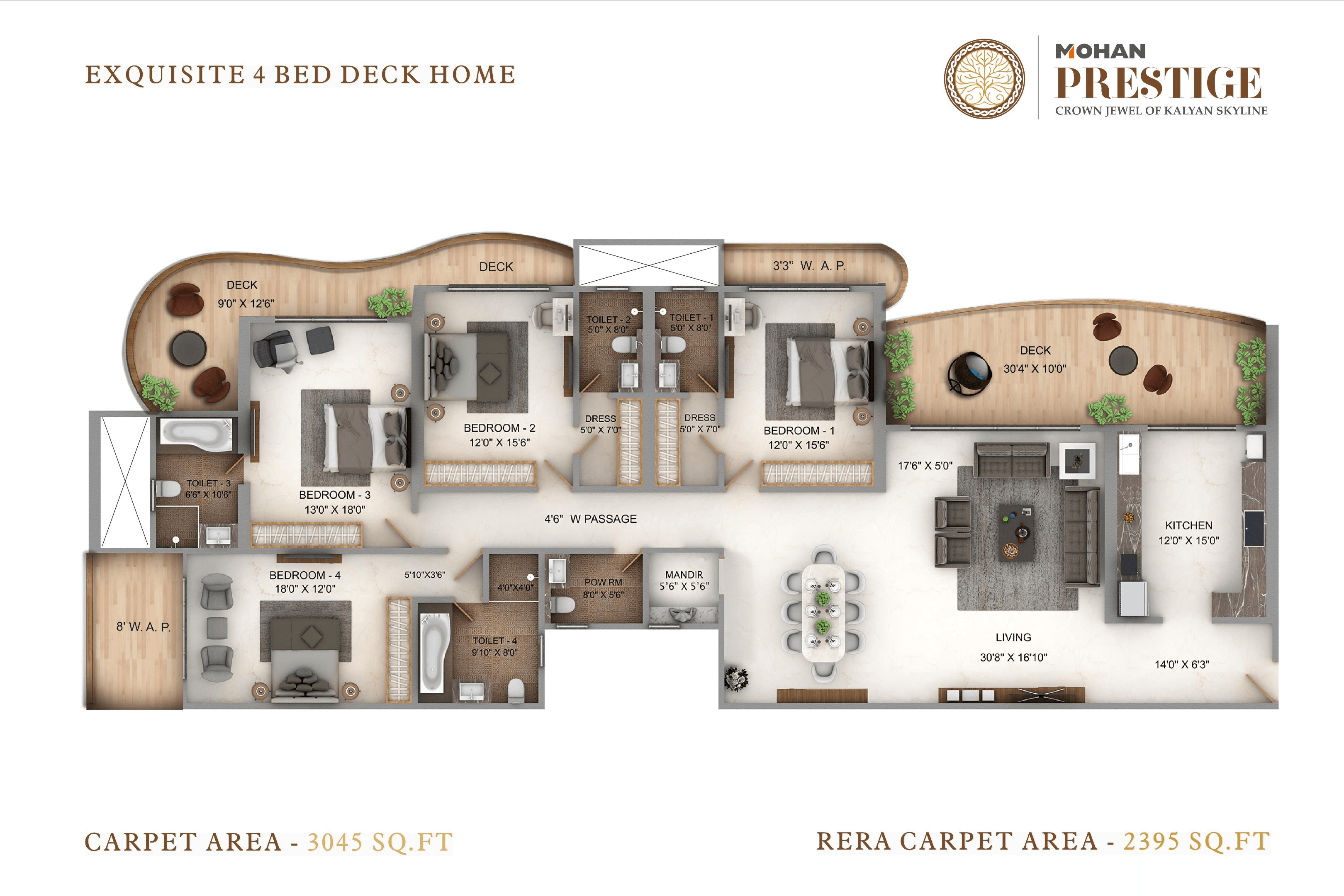 Mohan Prestige Unit plan - 3045 sq.ft.