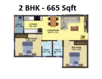 Unit plan - 665 sq.ft.
