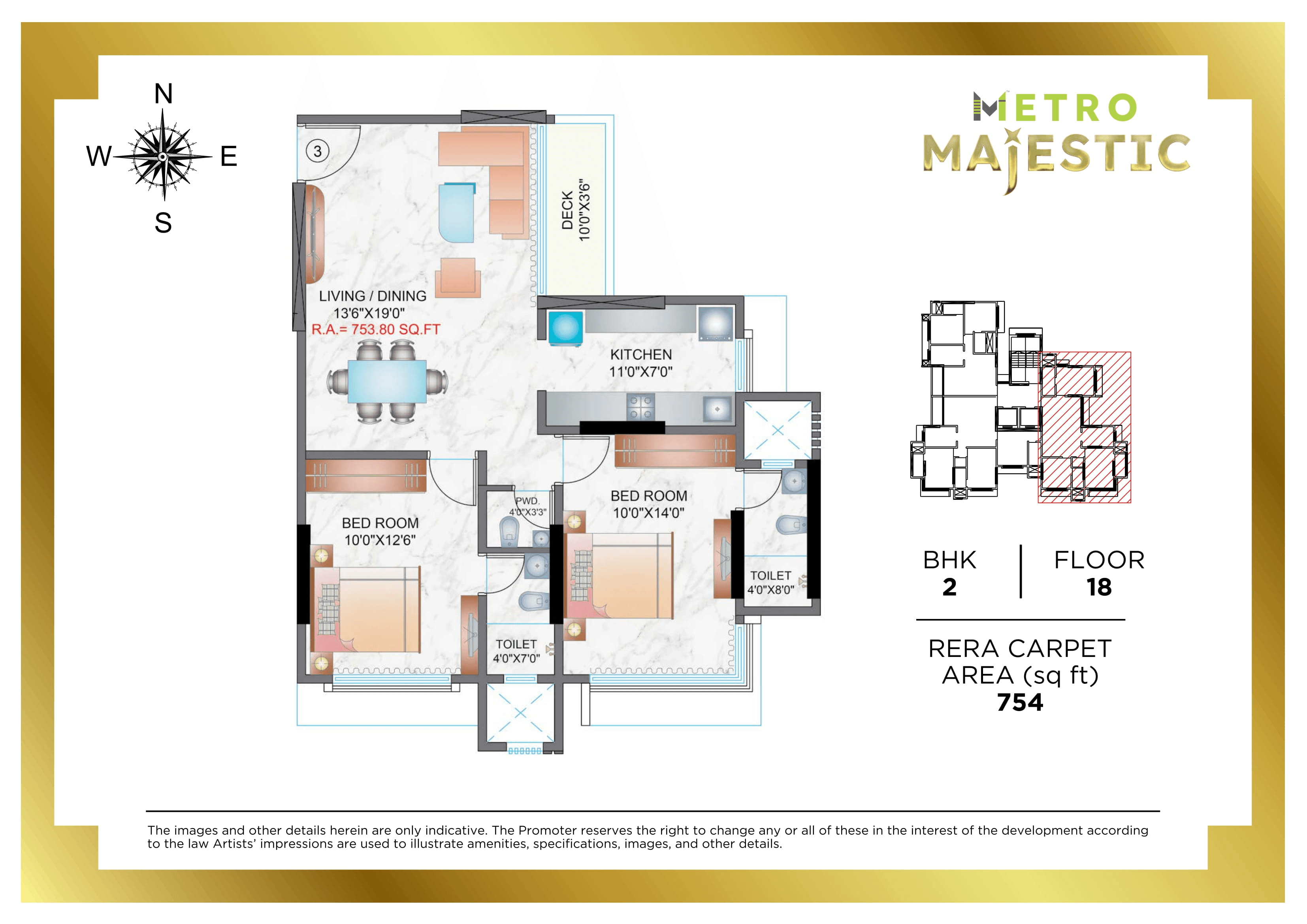 Metro Majestic Malad Unit plan - 754 sq.ft.