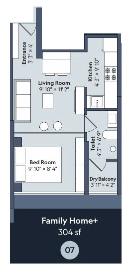 Marathon Nexworld Unit plan - 304 sq.ft.