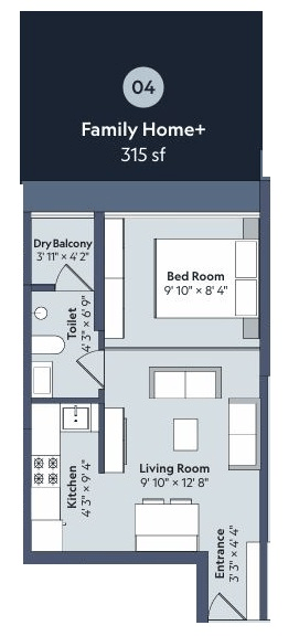 Marathon Nexworld Unit plan - 315 sq.ft.