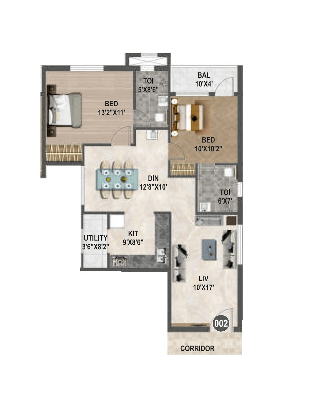 Unit plan - 812 sq.ft.