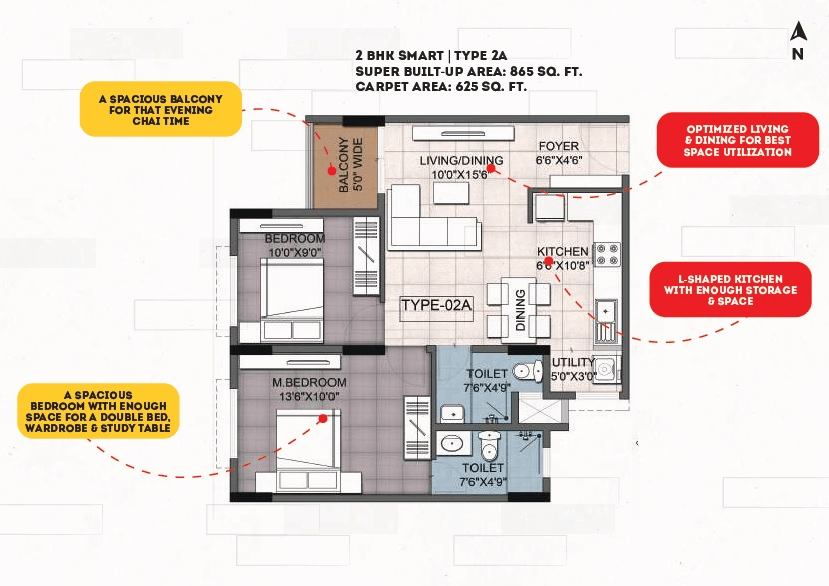 Unit plan - 625 sq.ft.