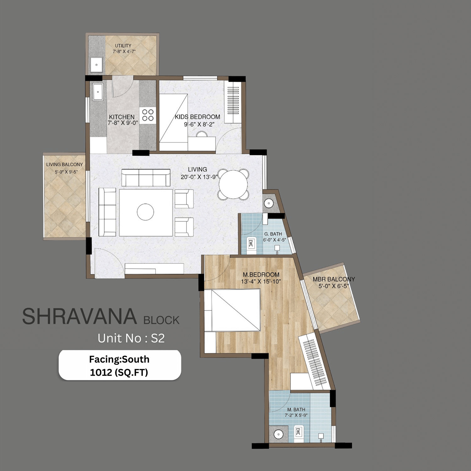 Unit plan - 680 sq.ft.