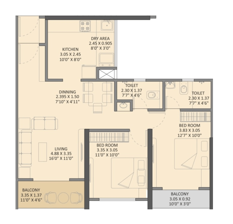 Unit plan - 808 sq.ft.