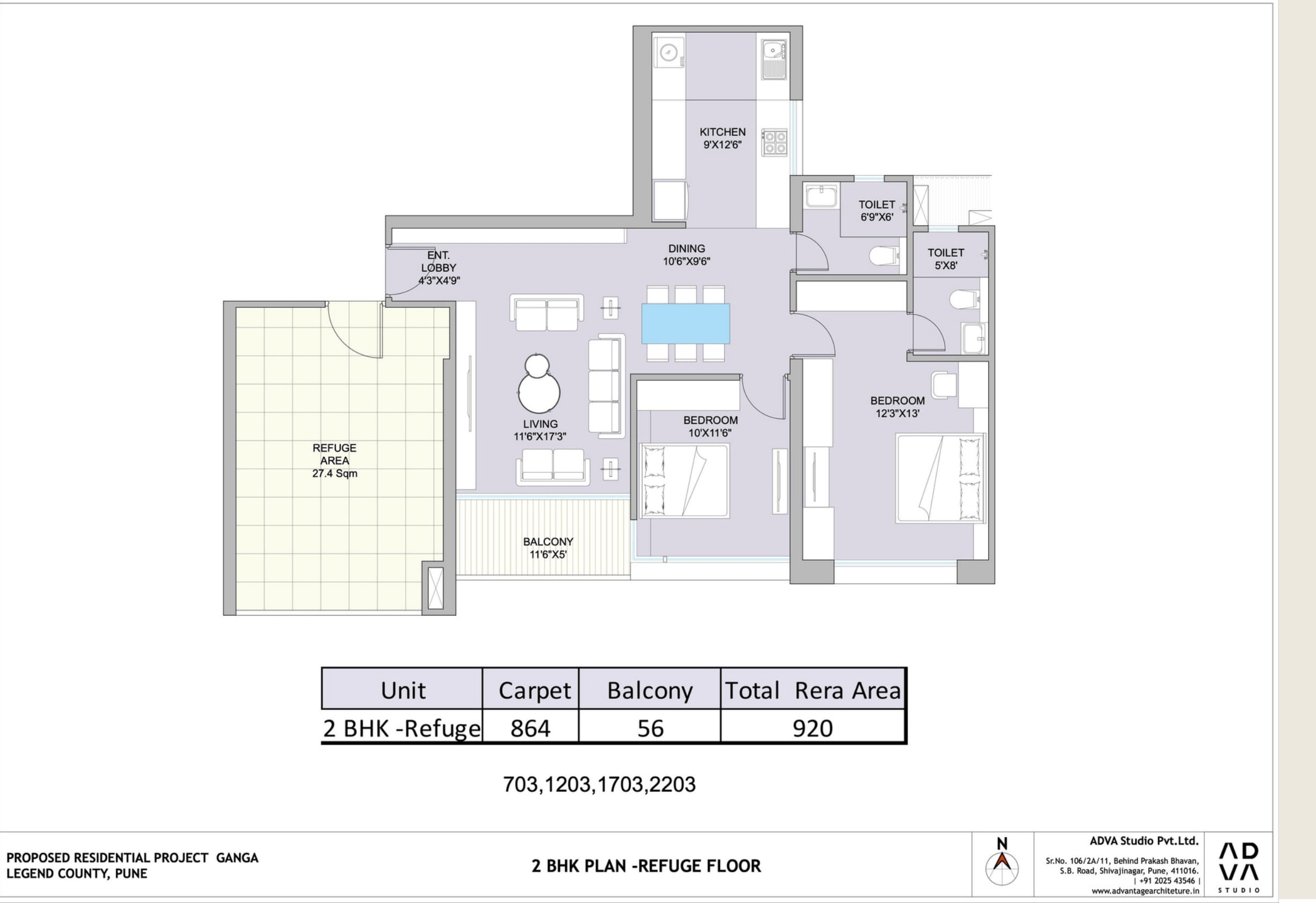 Unit plan - 920 sq.ft.